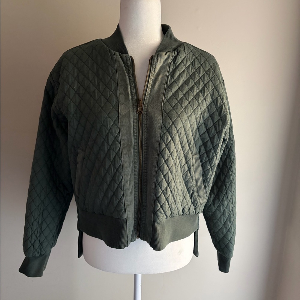 YFB Olive Army Green Bomber Cotton Cropped Reversible Jacket - Picture 5 of 11